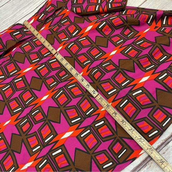 ASPESI Printed Cotton Geometric Off The Shoulder Blouse Red Pink Size 40 = US 4 - Picture 6 of 12